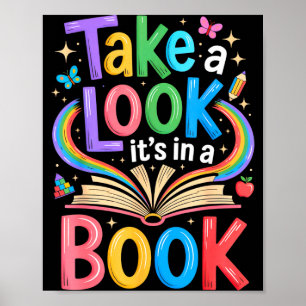 Poster Jetez un coup d'œil dans un livre arc-en-ciel art