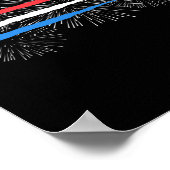 Poster Jets De Combat Rouge Blanc Et Bleu Avec Fireworks (Coin)