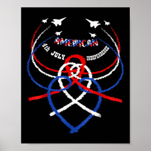 Poster Jets patriotiques rétro américain Drapeau américai