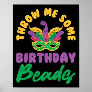 Poster Jette-moi des perles d'anniversaire Masque Mardi G