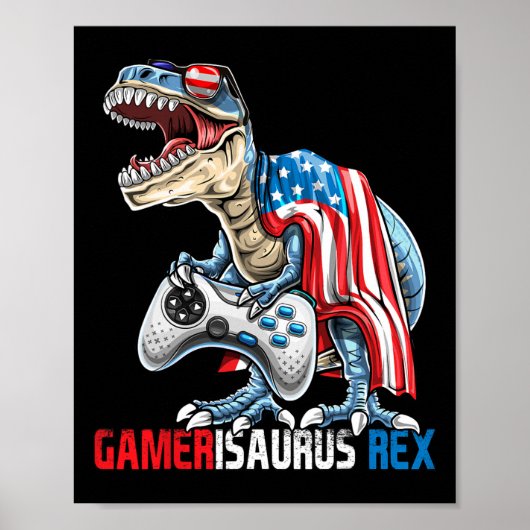 Poster Jeu 4 juillet T Rex Dinosaur Amerisaurus Rex Bo (Devant)