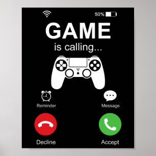 Poster Jeu Appelle Drôle Joueur Jeux Vidéo Jouer Hommes