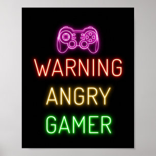 Poster Jeu Avertissement Gamer en colère