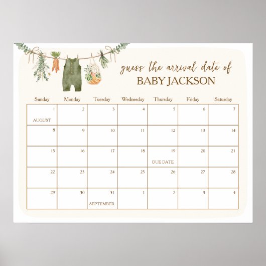 Poster Jeu Calendrier Calendrier de date d'échéance du bé (Devant)