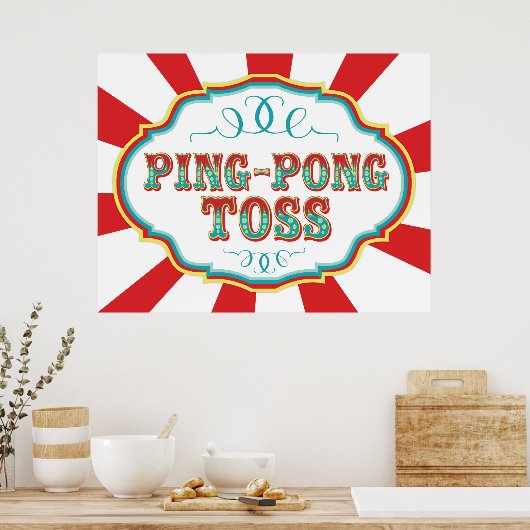 Poster Jeu Carnaval Jeu Ping Pong Toss (Cuisine)