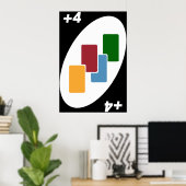 Poster Jeu Carte Uno Dessin Quatre (Bureau à domicile)