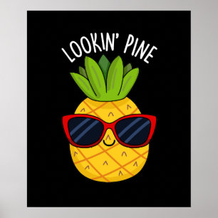 Poster Jeu d'ananas drôle de pin à regarder BG foncé