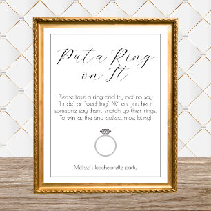 Poster Jeu d'anneau Bachelorette Party Élégant minimalist