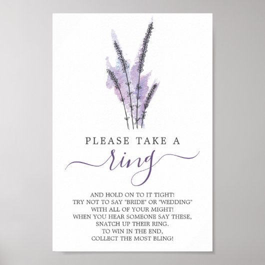 Poster Jeu d'anneaux de Fête des mariées de lavande minim (Devant)