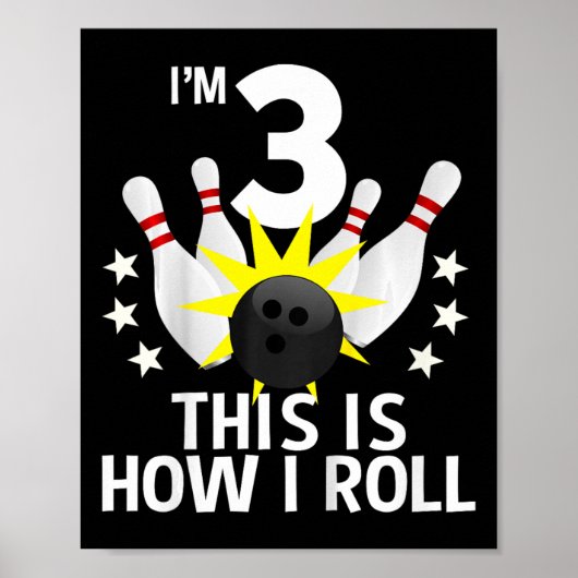 Poster Jeu d'anniversaire de Bowling 3 ans Chemise de fêt (Devant)