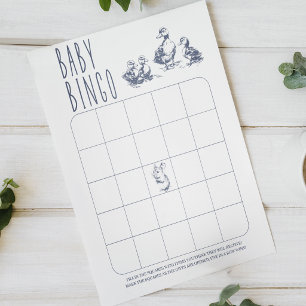 Poster Jeu de baby bingo de baby shower Charme Vintage Ca