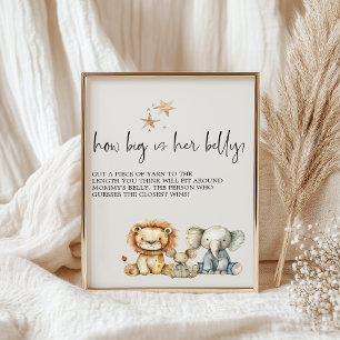 Poster Jeu de Baby Shower Animaux de Pépinière en Peluche