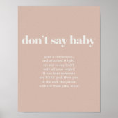 Poster Jeu de Baby Shower avec Typographie en Grès Rose (Devant)