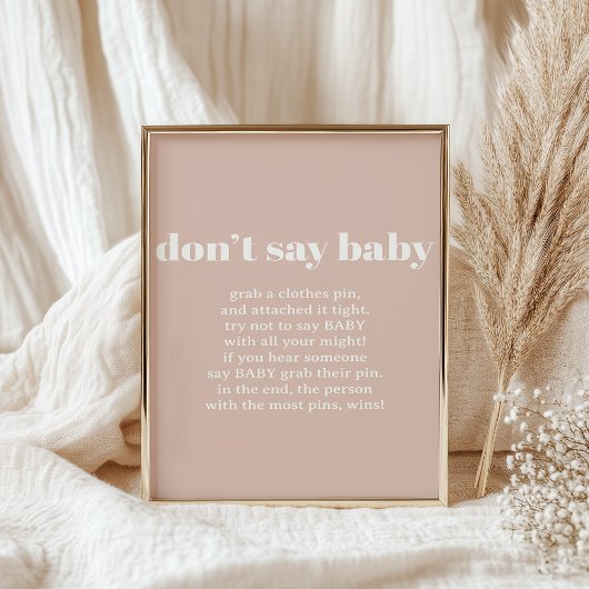 Poster Jeu de Baby Shower avec Typographie en Grès Rose
