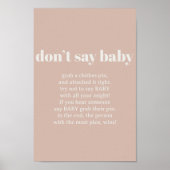 Poster Jeu de Baby Shower avec Typographie en Grès Rose (Devant)