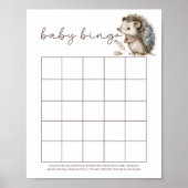 Poster Jeu de baby shower Bébé Bingo au petit hérisson mi (Devant)