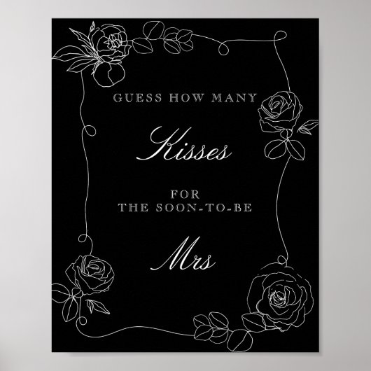 Poster Jeu de Baby Shower Black Guess How Many Kisses (Devant)