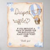 Poster Jeu de Baby shower bleu de l'ours en peluche (Devant)