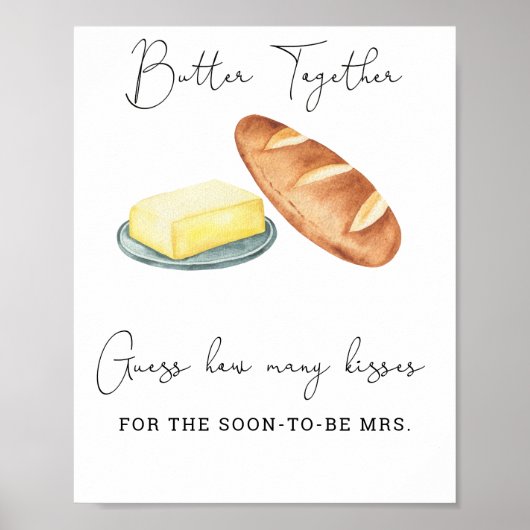 Poster Jeu de baby shower : combien de baisers (Devant)