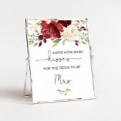 Poster Jeu de baby shower combien de baisers floraux bord