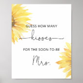 Poster Jeu de baby shower combien de baisers tournesol (Devant)