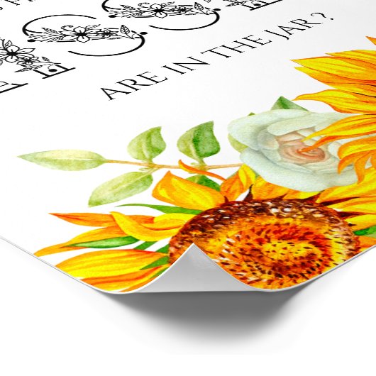 Poster Jeu de baby shower combien de baisers tournesol (Coin)