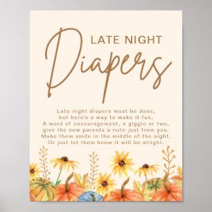 Poster Jeu de baby shower Couches de nuit de citrouille