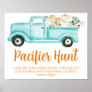 Poster Jeu de Baby shower de chasse à la menthe Citrouill