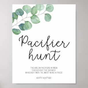 Poster Jeu de baby shower de chasse à la pacifiste