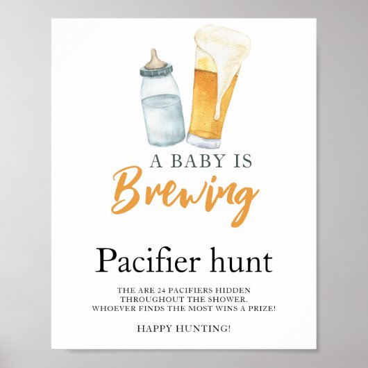Poster Jeu de baby shower de chasse à la suce de bière (Devant)