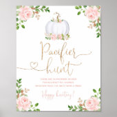 Poster Jeu de baby shower de chasse à l'or bleu citrouill (Devant)