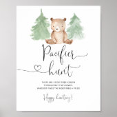 Poster Jeu de baby shower de chasse à l'ours des bois (Devant)