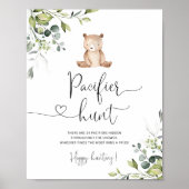 Poster Jeu de baby shower de chasse à l'ours Eucalyptus (Devant)