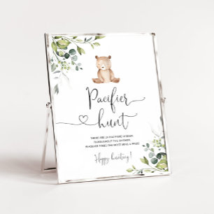 Poster Jeu de baby shower de chasse à l'ours Eucalyptus