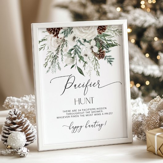 Poster Jeu de baby shower de chasse au Pacifique à feuill