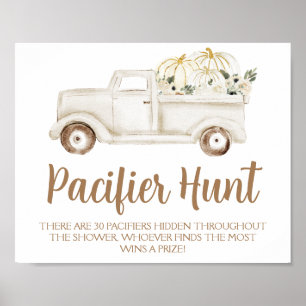 Poster Jeu de Baby shower de chasse Citrouille beige