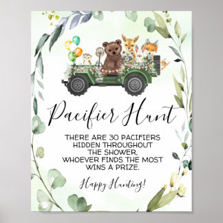 Poster Jeu de Baby shower de chasse des animaux des bois
