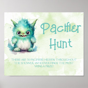 Poster Jeu de Baby shower de chasse du Monstre d'Hallowee