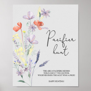 Poster Jeu de baby shower de chasse Fleur sauvage de Boho