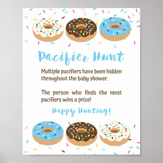 Poster Jeu de Baby shower de chasse Pacifique Signe bleu  (Devant)