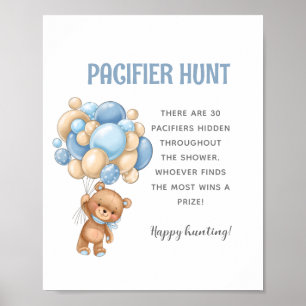 Poster Jeu de Baby shower de chasse Teddy Bear Pacifier