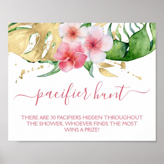 Poster Jeu de Baby shower de chasse tropicale moderne (Devant)