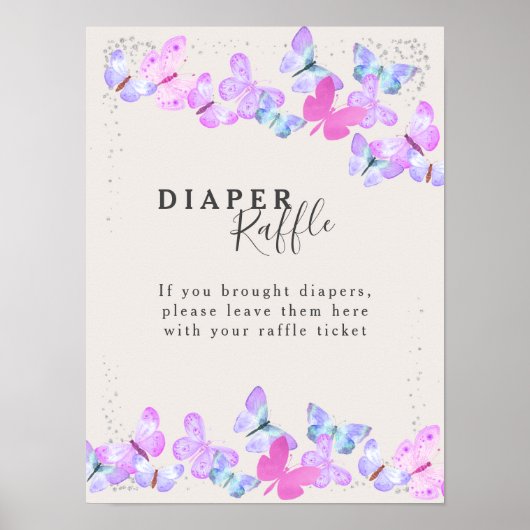 Poster Jeu de Baby shower de de lessive à papillon (Devant)