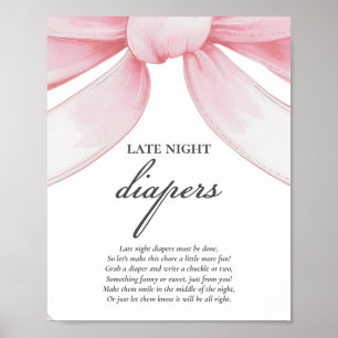 Poster Jeu de Baby shower de Diapositives de nuit rose Bo