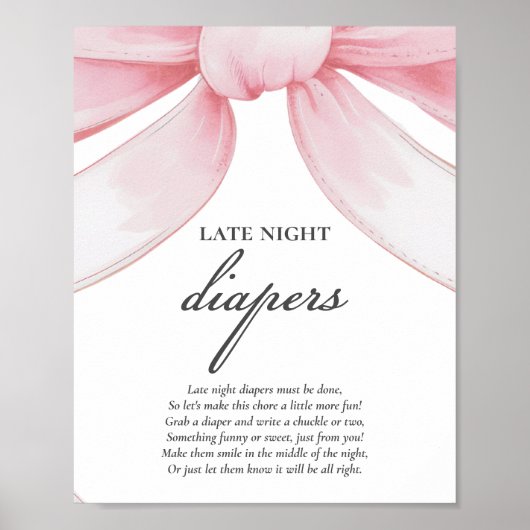 Poster Jeu de Baby shower de Diapositives de nuit rose Bo (Devant)