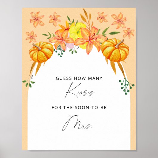 Poster Jeu de baby shower de mariage - combien de baisers (Devant)