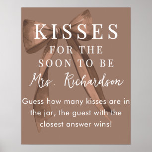 Poster Jeu de Baby Shower de Mariage : Nœud Marron Chic C