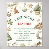 Poster Jeu de Baby shower de Noël "Dernier Night Diapers" (Devant)