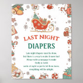 Poster Jeu de Baby shower de Noël "Dernier Night Diapers" (Devant)