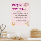 Poster Jeu de Baby shower de signalisation de nuit (Cuisine)
